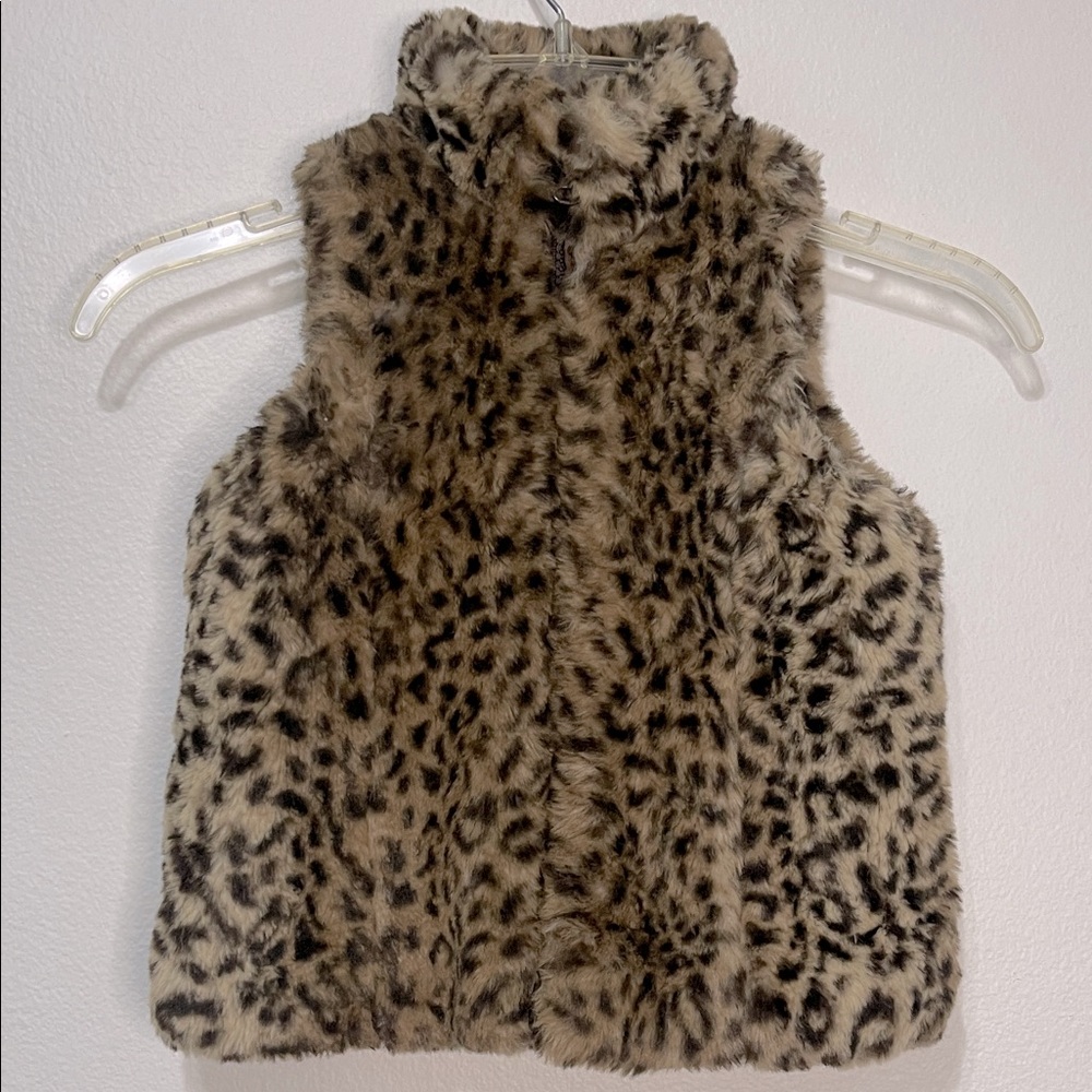 C&C California Kids Leopard Faux Fur Vest Size 5 EUC